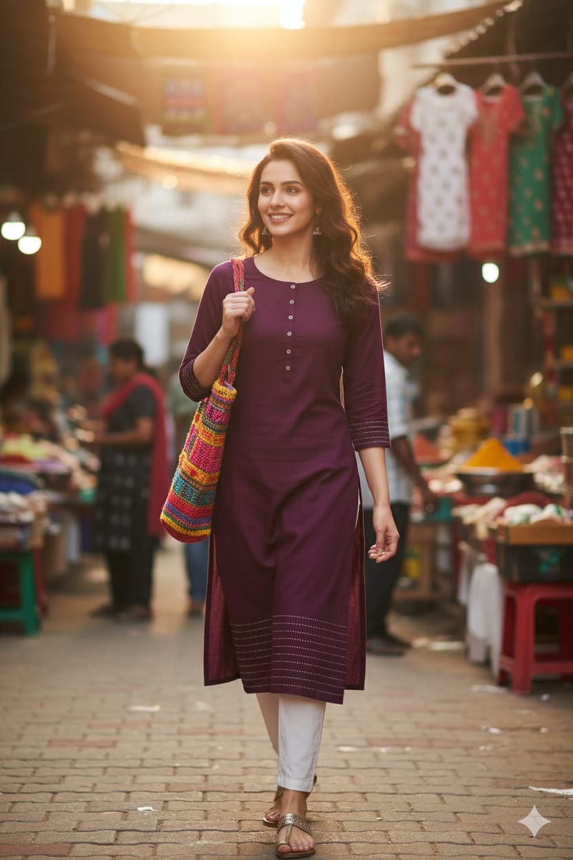Amazing CN Latest Fashion Women's Sloid Printed Round Pleated Flared Kurti