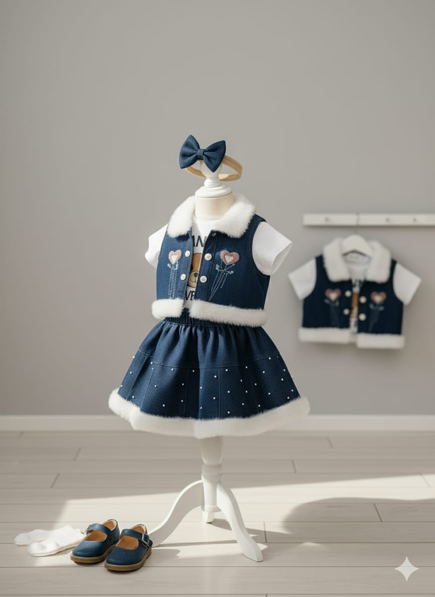 Baby Girl Fashion #DenimSkirtSet #CuteBabyOutfit #BabyGirlOOTD......