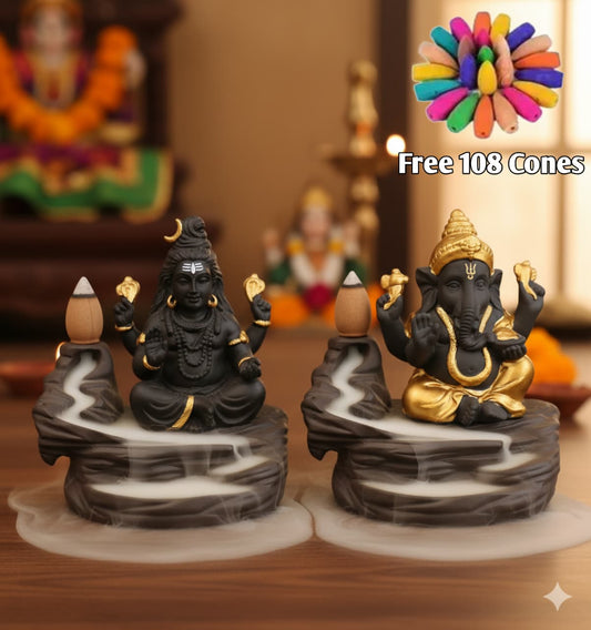 🕉 Shiv–Ganesha Ji Combo Smoke Fountain Showpiece